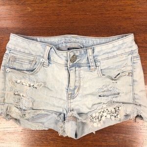 American Eagle Super Stretch Lace Jean Shorts